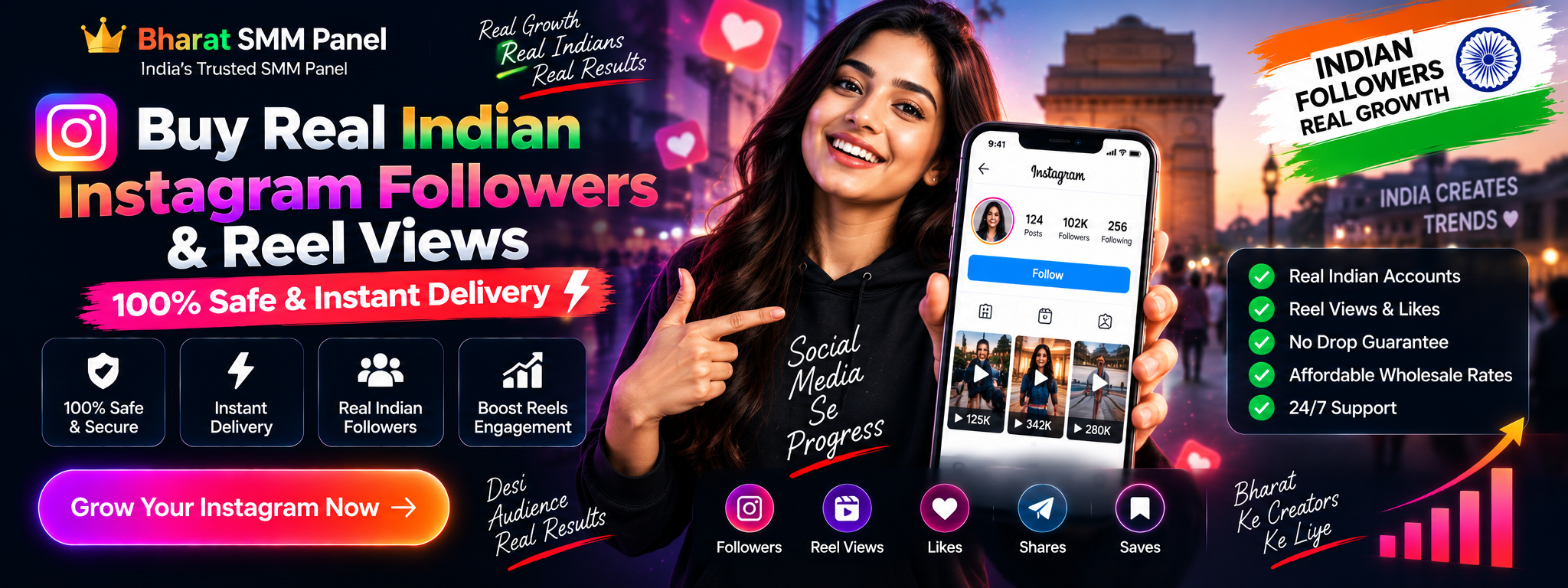 Buy Real Indian Instagram Followers & Reel Views (100% Safe & Instant Delivery)